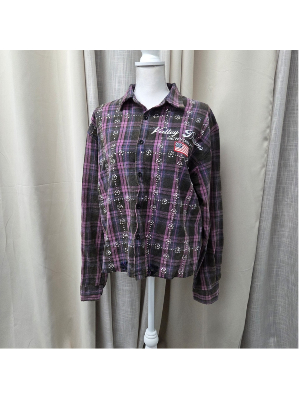 Vale Forever Valley Dreams Full Crystal Stone Flannel S Purple y2k Streetwear